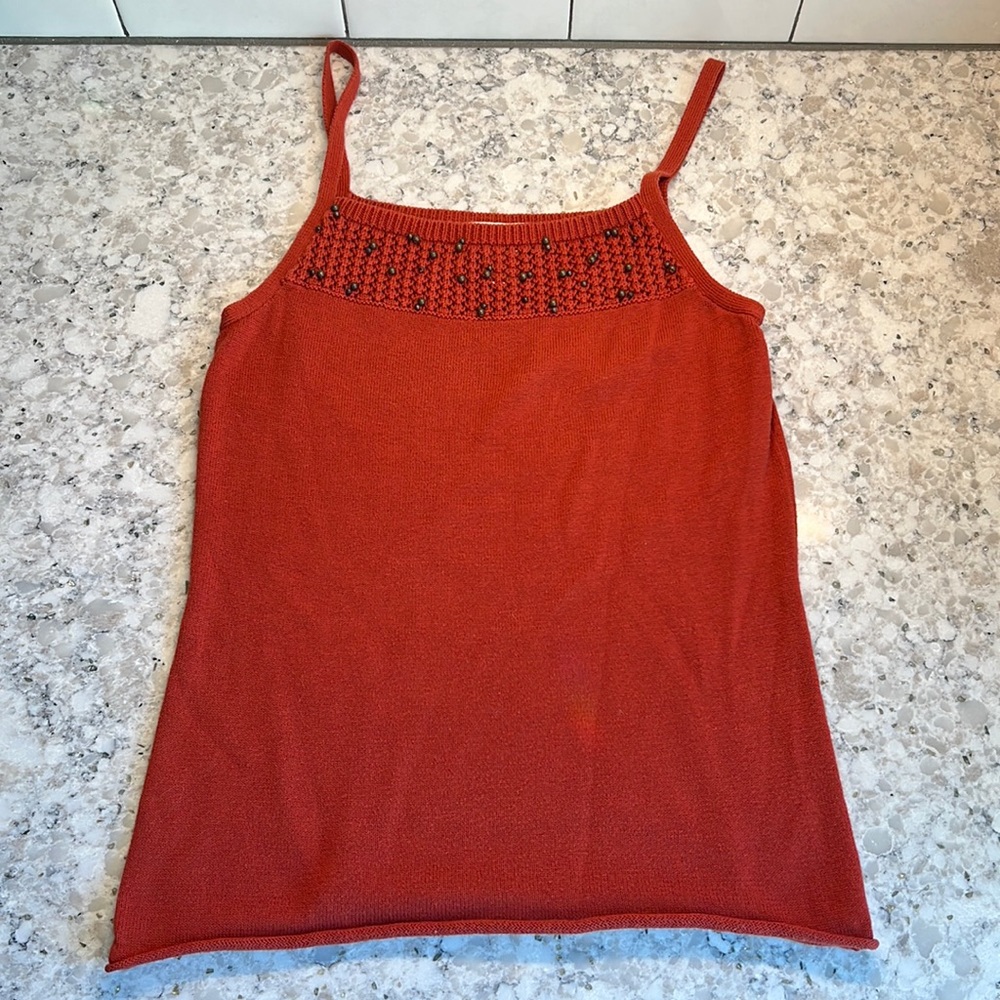 EUC Old Navy Knit Beaded Top • Rust • Small